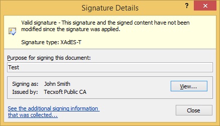Timestamped MS Office digital signature.